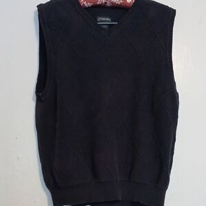 St. John Bay Men’s Sweater Vest Argyle Pullover Black Size Large